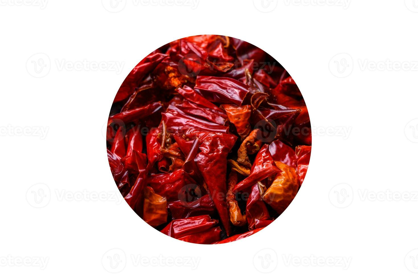 Pieces of dried paprika, preparation of powder spice for various dishes photo