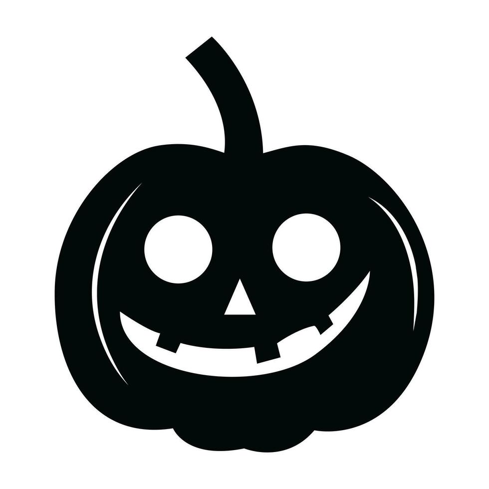 Black Creepy Pumpkin Vector Icon - Spooky and Sinister Jack-o'-Lantern Illustration