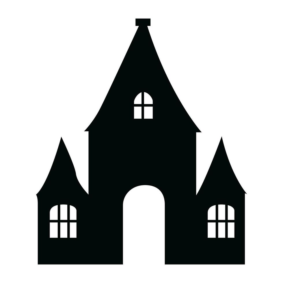 Black Halloween House Vector Icon - Spooky Haunted House Illustration