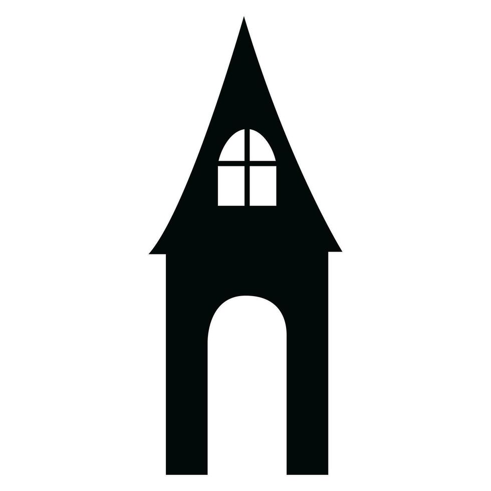 Black Halloween House Vector Icon - Spooky Haunted House Illustration