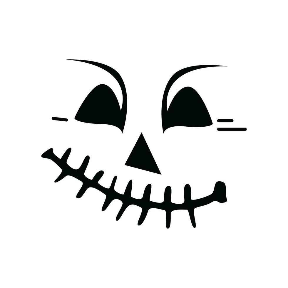 Black Creepy Face Expression Vector Icon - Spooky and Disturbing Facial Illustration