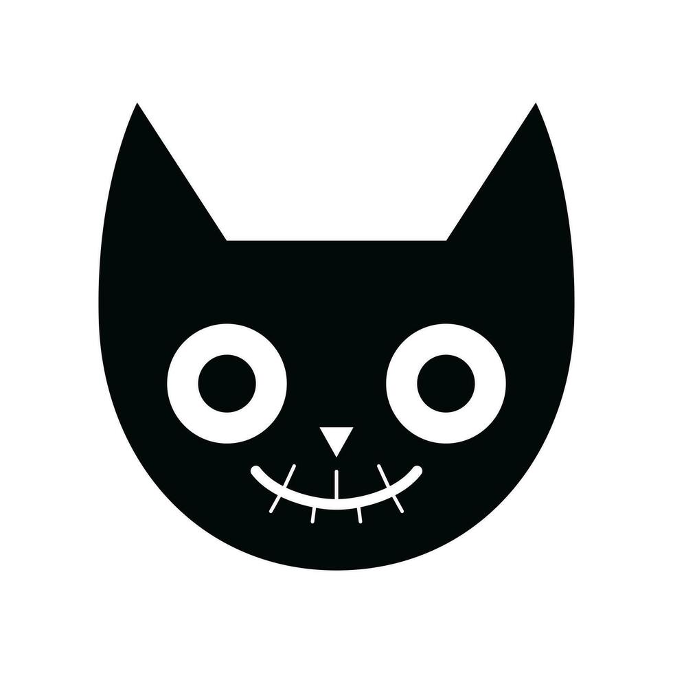 negro Siniestro gato cara vector icono - escalofriante felino ilustración