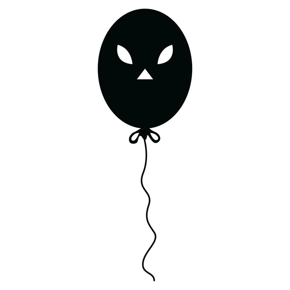 Black Creepy Balloon Vector Icon - Spooky and Sinister Balloon Illustration