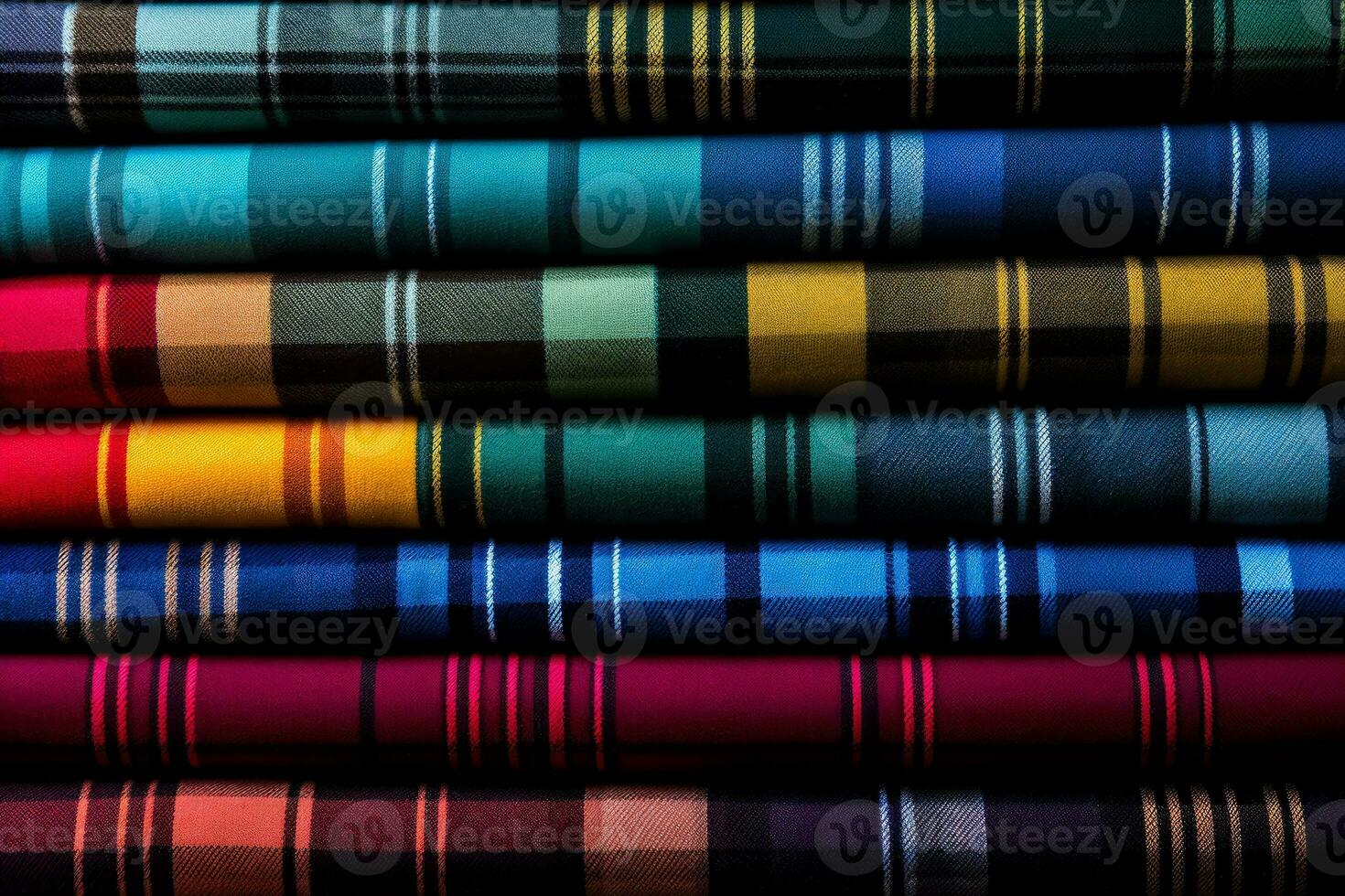 Vivid display of tartan plaid patterns in various color schemes photo