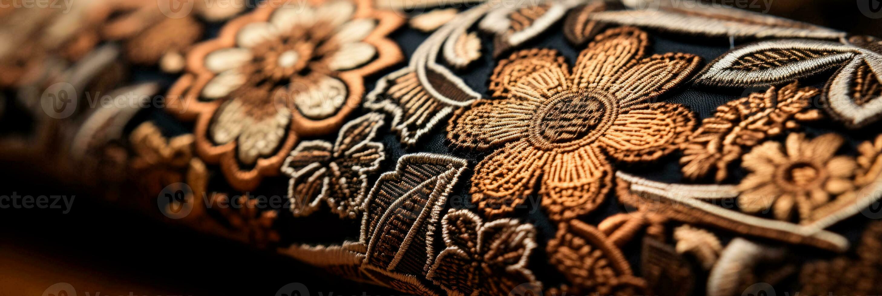 Intricate woven patterns of Jacquard fabric captured in detailed close up photo