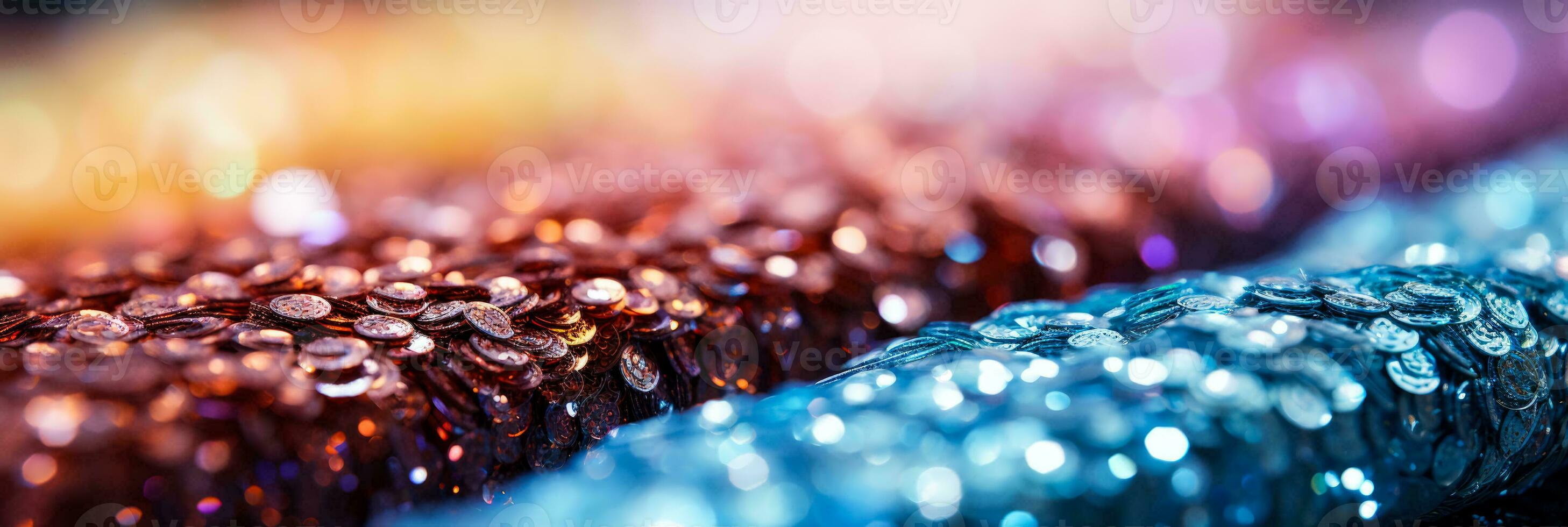 Glittering sequins on fabric radiating brilliant hues under focused light close up photo