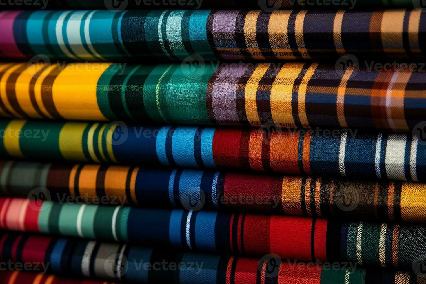Diverse tartan plaid patterns showcasing a myriad of color schemes up close photo