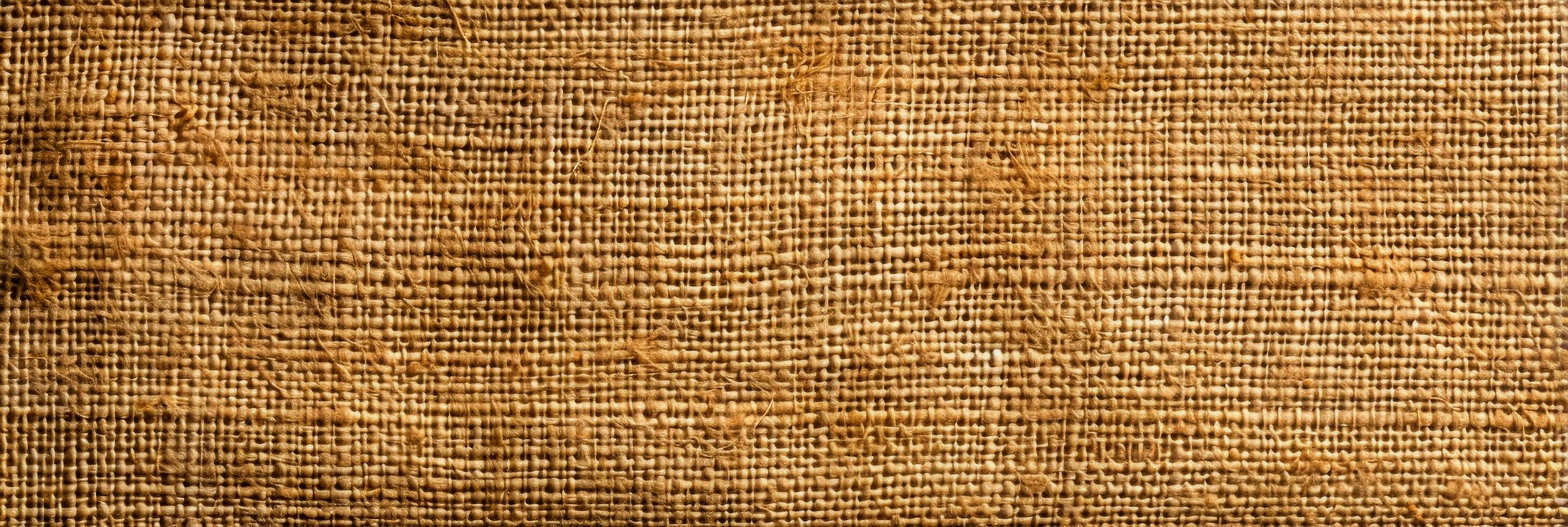 Close up detailing the coarse weave of burlap fabric texture photo