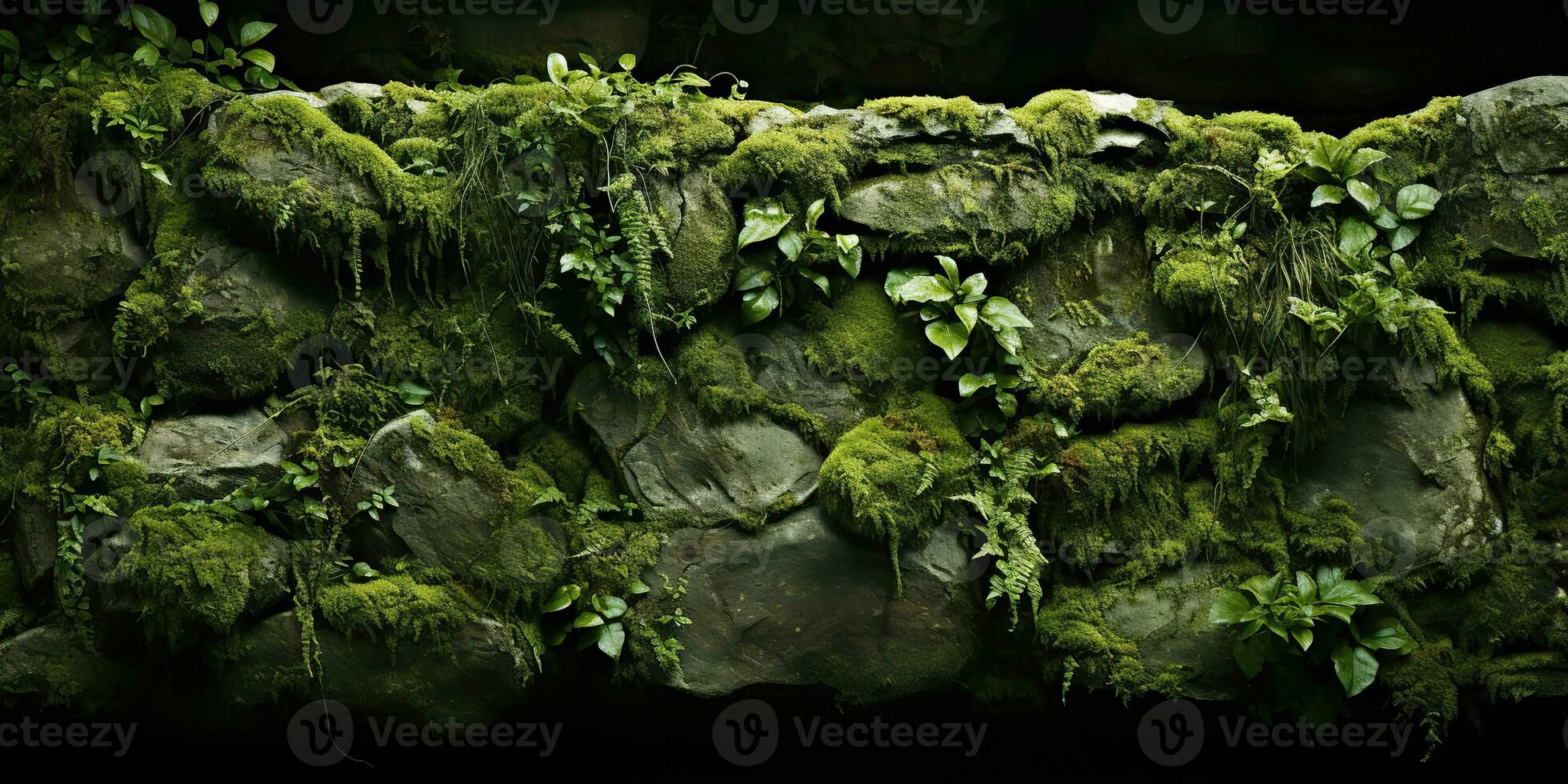 AI Generated. AI Generative. Mossy moss wet texture surface background decoration nature outdoor. Graphic Art photo