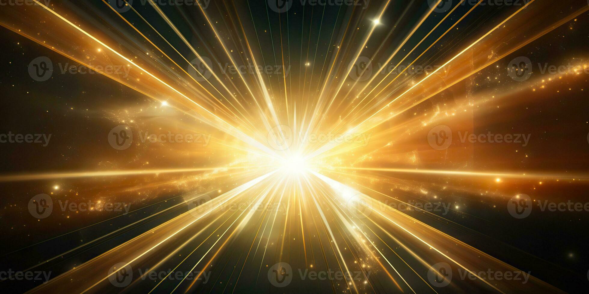 AI Generated. AI Generative. Sunshine light shine beam burst yellow color in dark black space galaxy background. Graphic Art photo