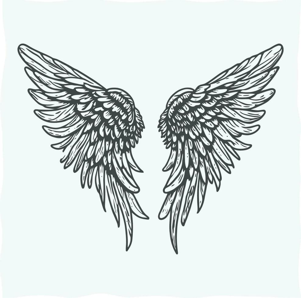 Vector hand drawn wing illustration