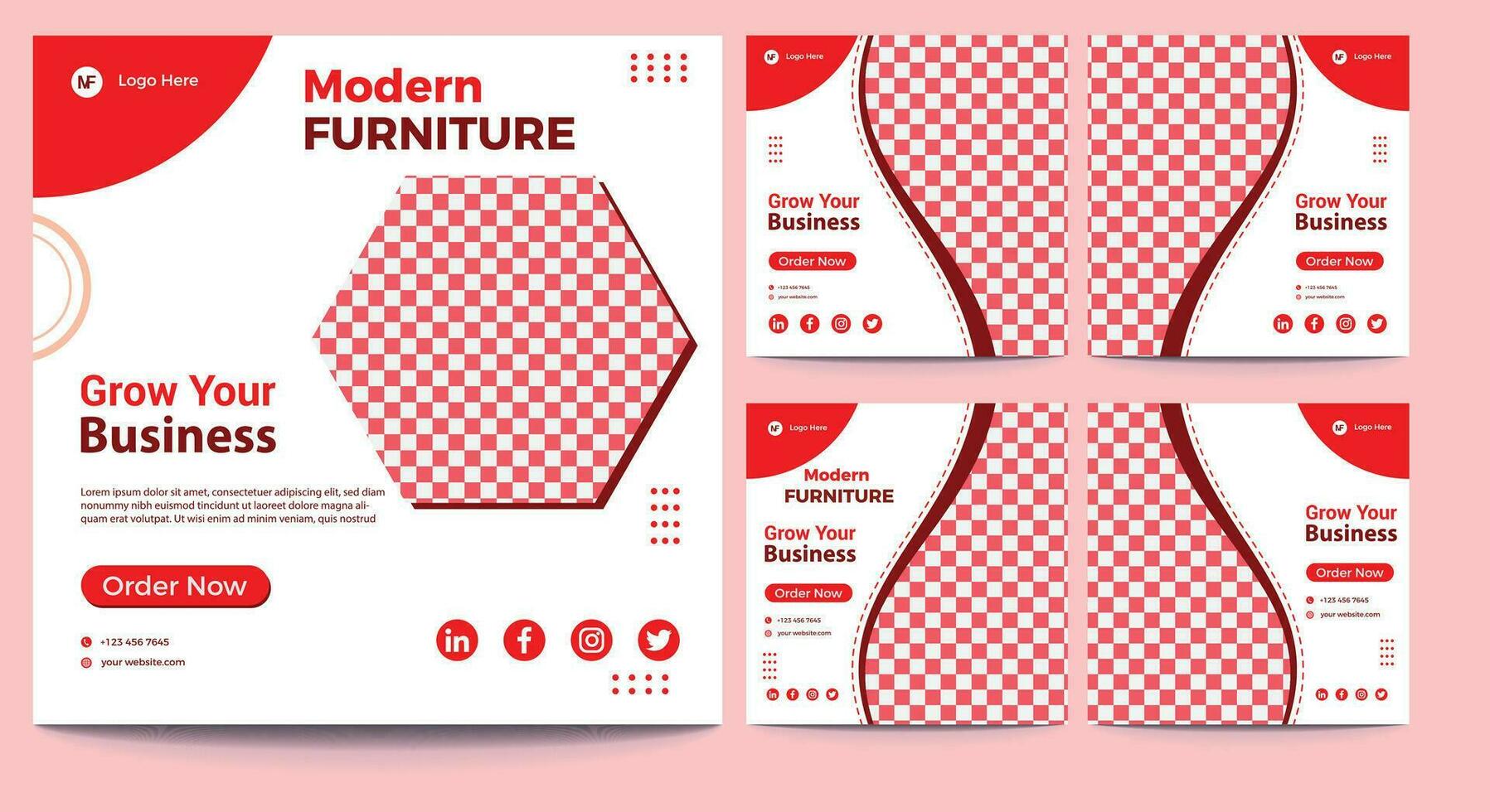 Furniture sale social media and web banner post template. Furniture social media poster and banner template vector