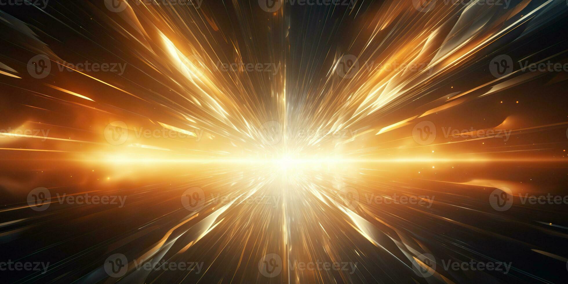 AI Generated. AI Generative. Sunshine light shine beam burst yellow color in dark black space galaxy background. Graphic Art photo