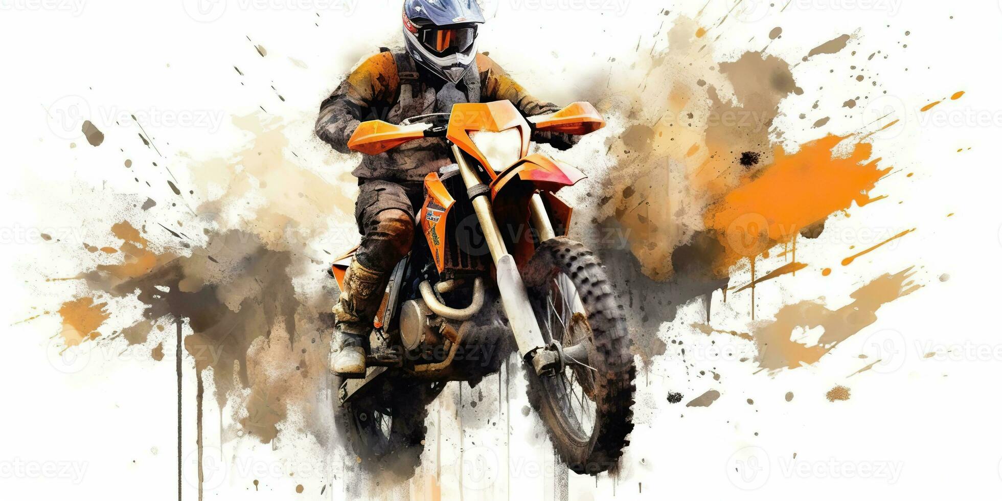 ai generado. ai generativo. enduro moto cruzar fuera del camino moto motocicleta sucio la carretera al aire libre acuarela pintar dibujar Arte. gráfico Arte foto