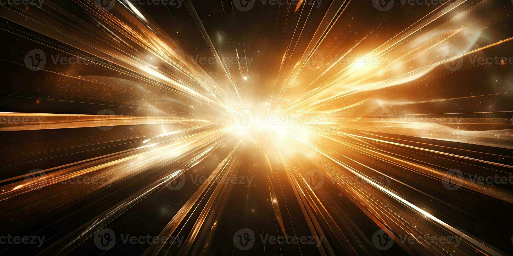 AI Generated. AI Generative. Sunshine light shine beam burst yellow color in dark black space galaxy background. Graphic Art photo