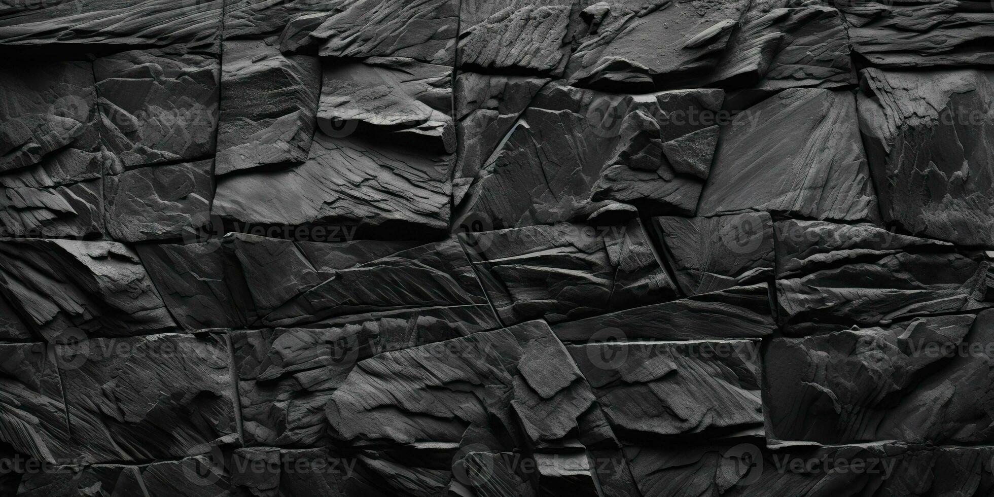AI Generated. AI Generative. Black grey brock rock marble stone wall decoration background. Graphic Art photo