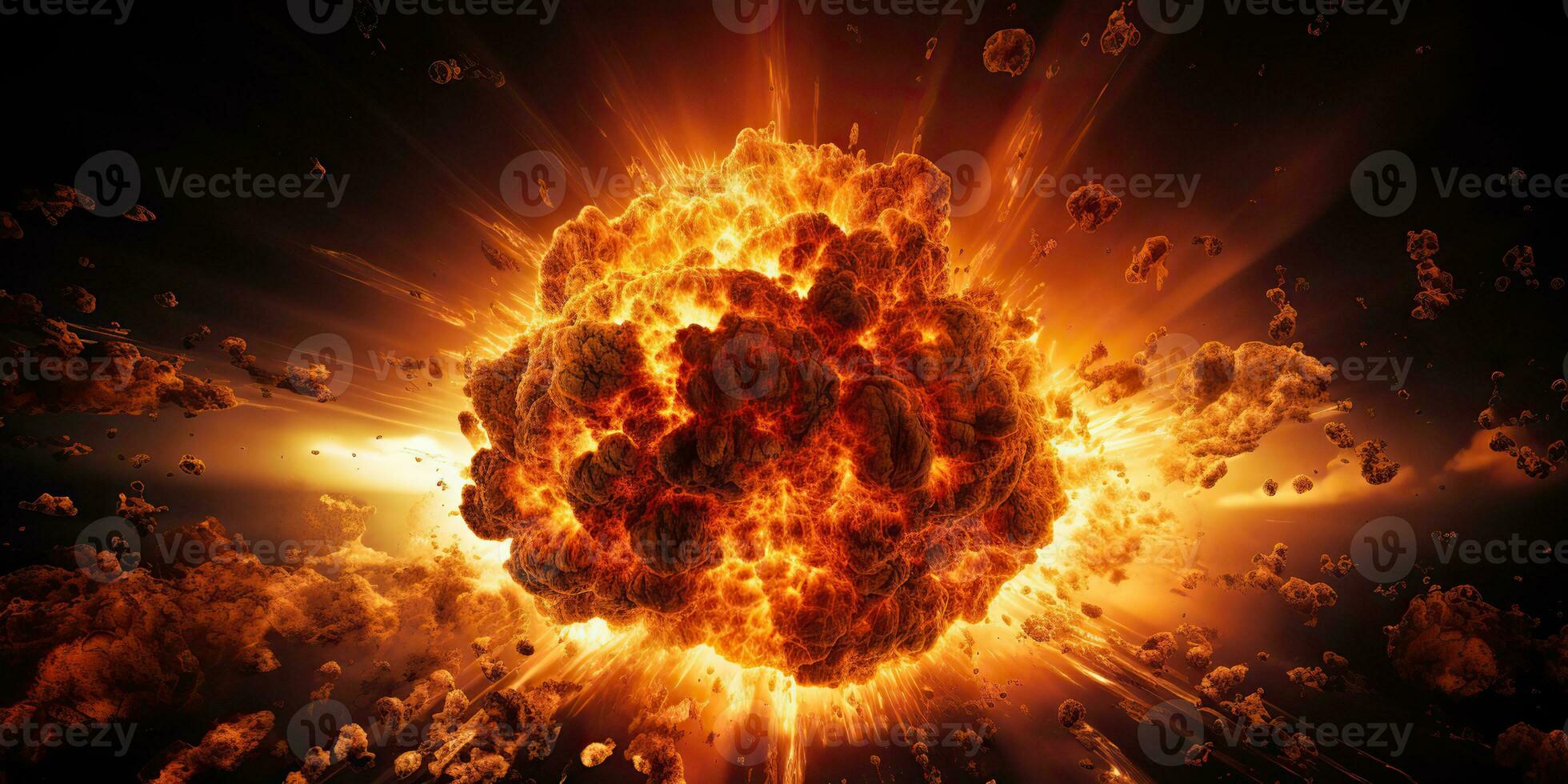 AI Generated. AI Generative. Nuclear atomic explosion boom mushroom fire flame smoke apocalypse detonation. Graphic Art photo