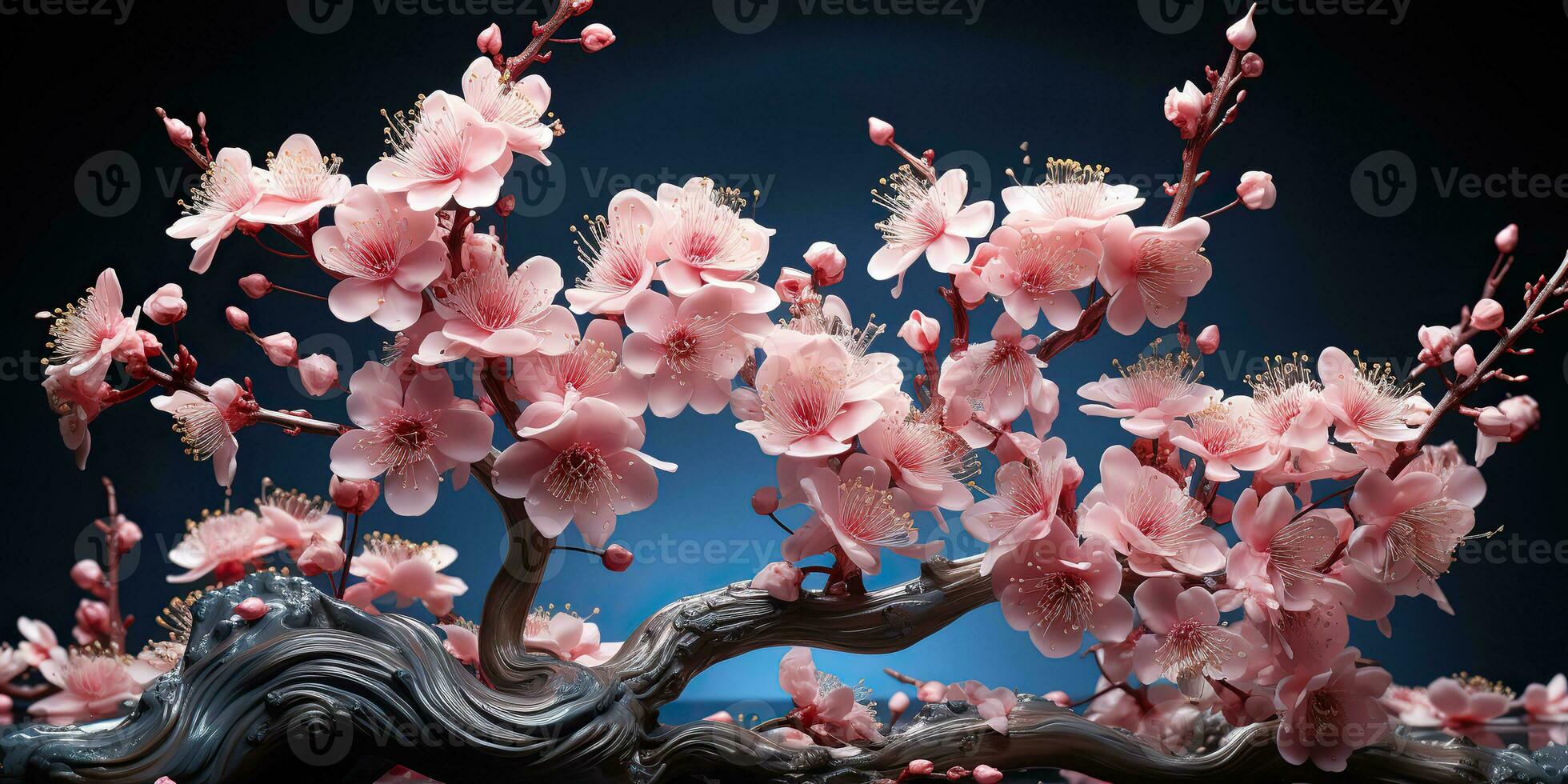 AI Generated. AI Generative. Asian Japanese flower plant sakura cherry blossom little tree decoration. Graphic Art photo