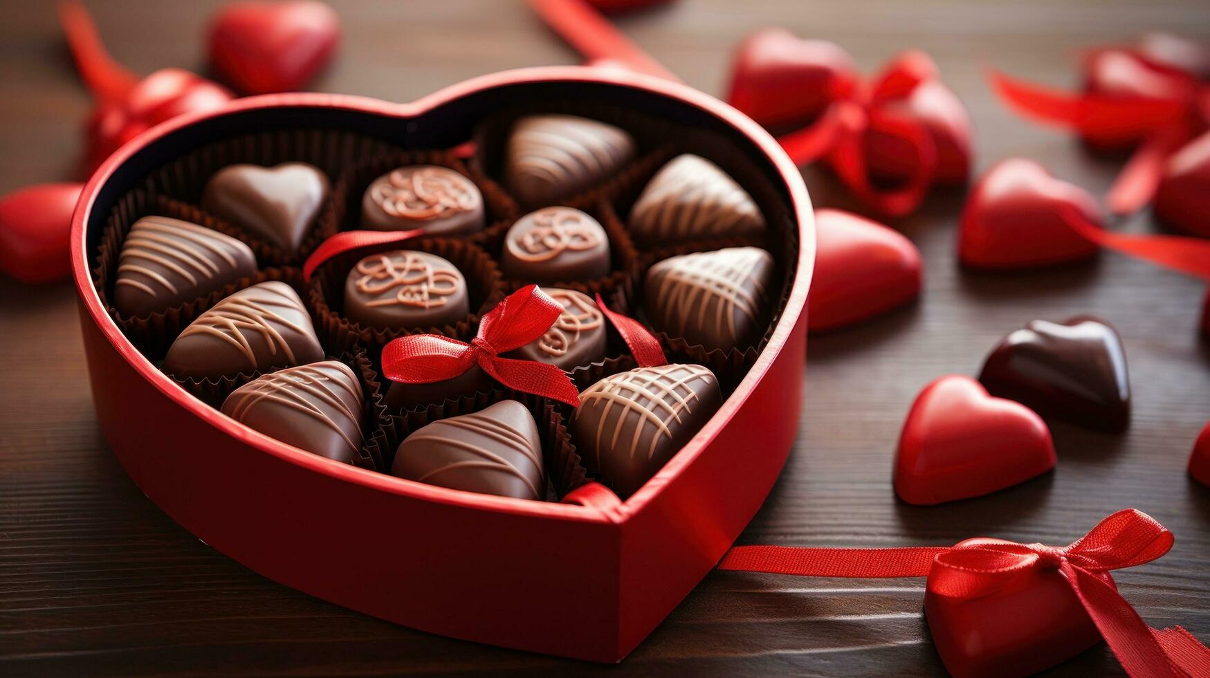 Close-up of a heart-shaped box of chocolates photo