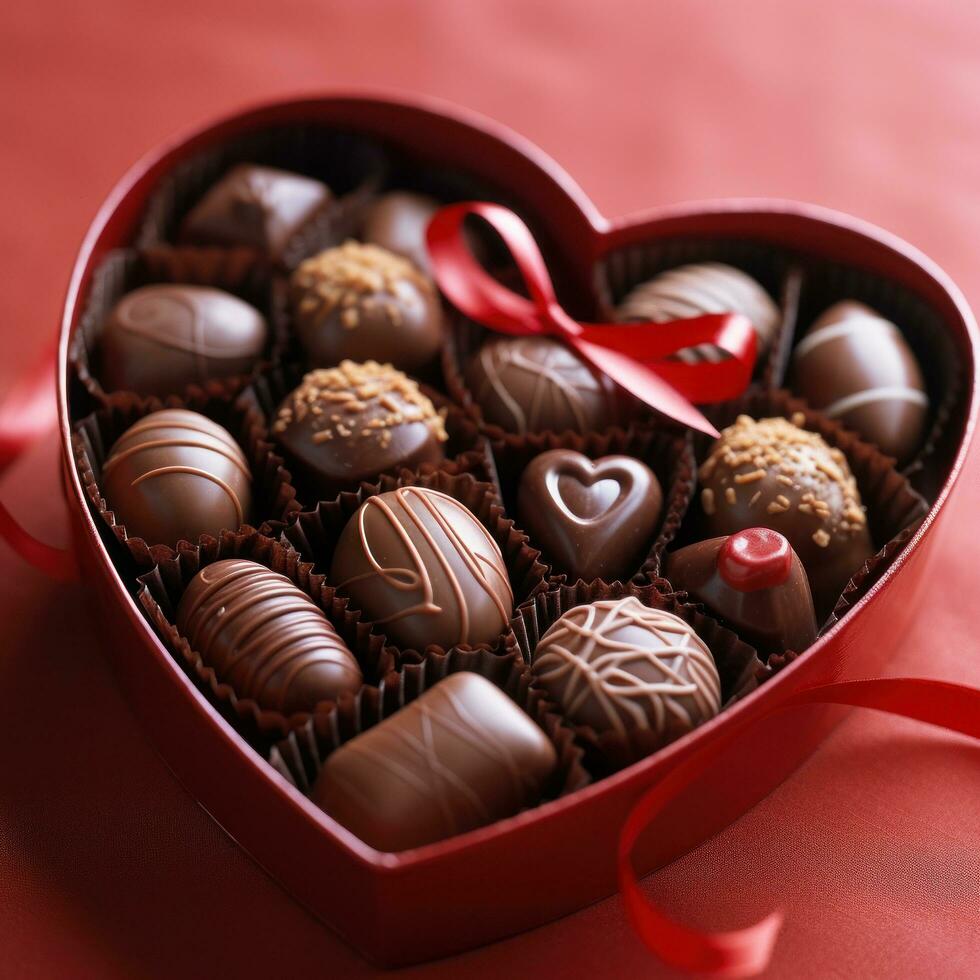 Close-up of a heart-shaped box of chocolates photo
