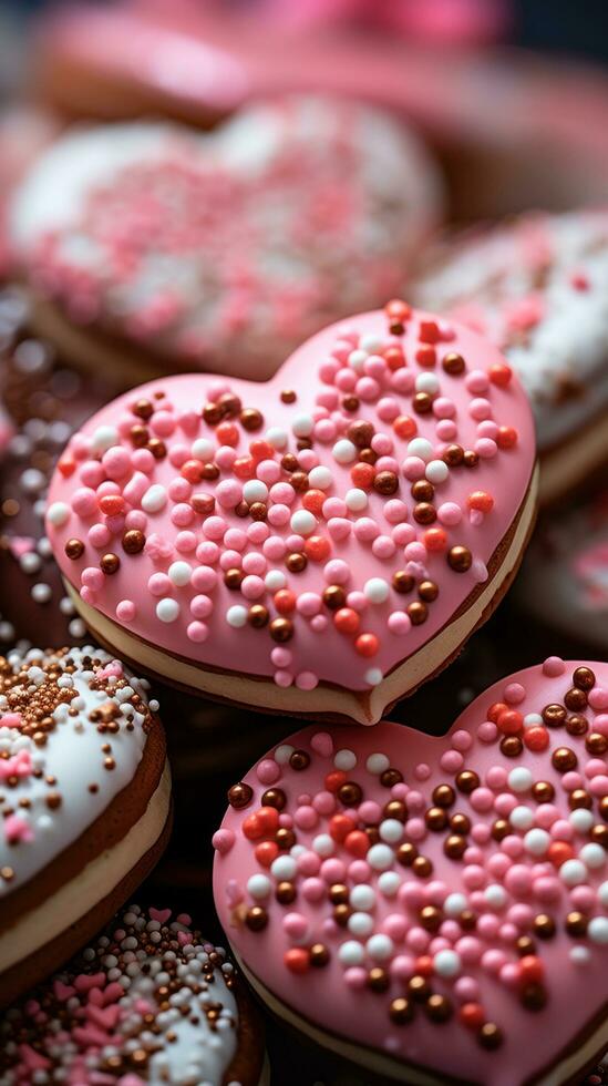 Valentine's Day-themed cookies with sprinkles photo