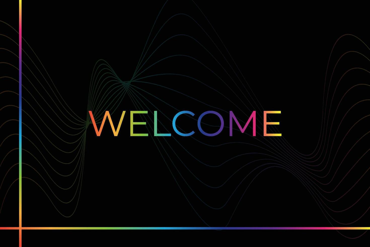 Glowing gradient welcome greeting word on abstract wavy blue background vector