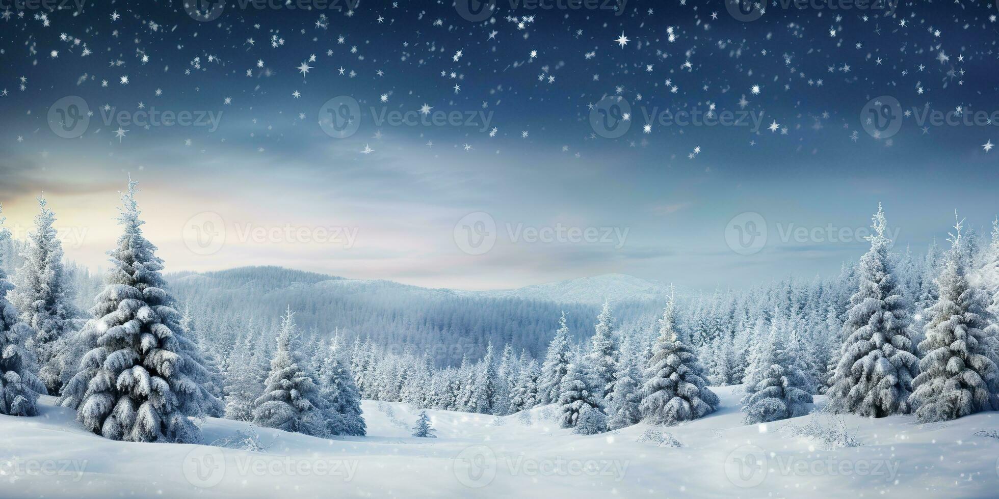 AI Generated. AI Generative. Merry christmas xmas new year winter holiday forest landscape. Graphic Art photo