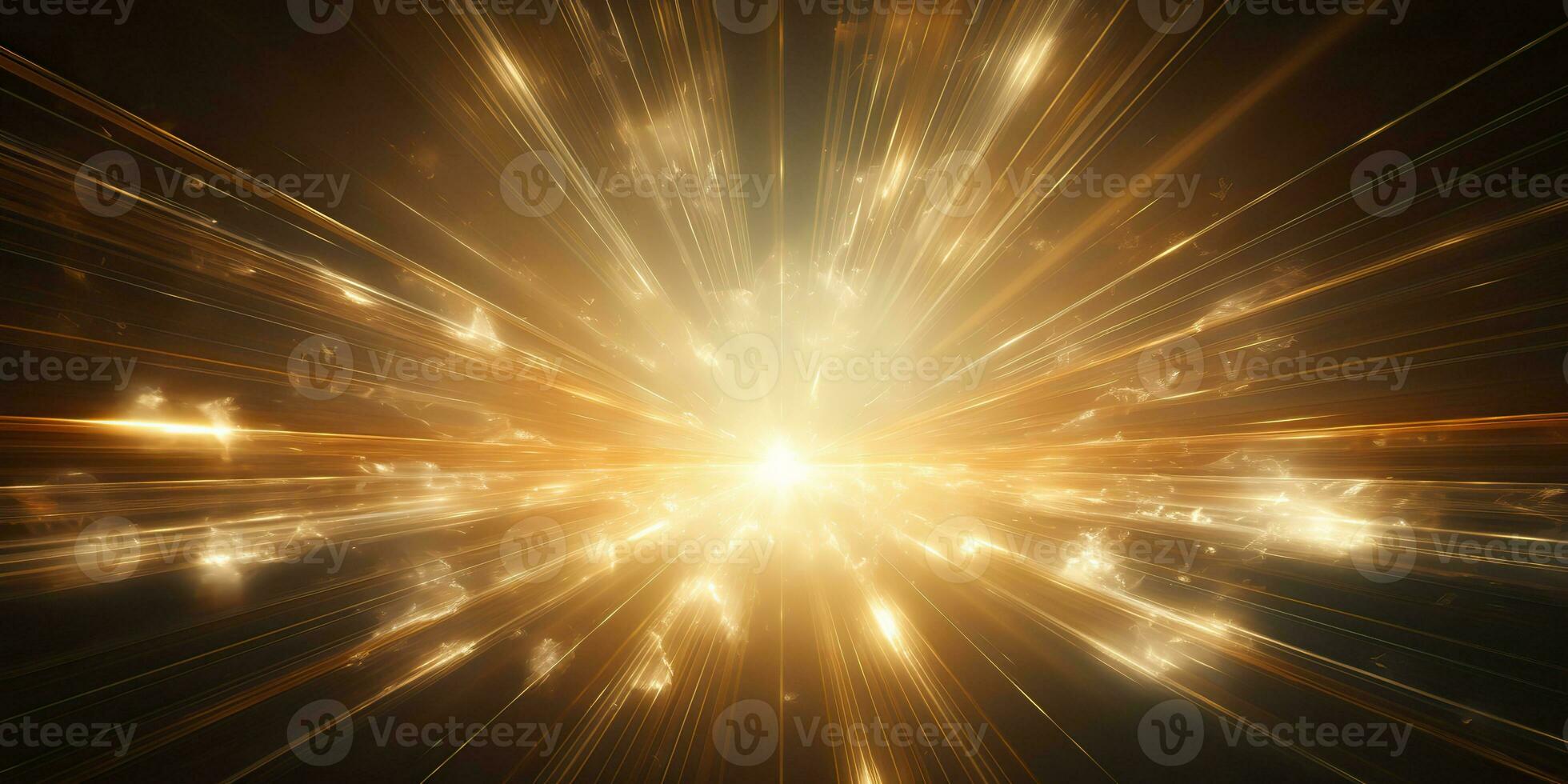 AI Generated. AI Generative. Sunshine light shine beam burst yellow color in dark black space galaxy background. Graphic Art photo