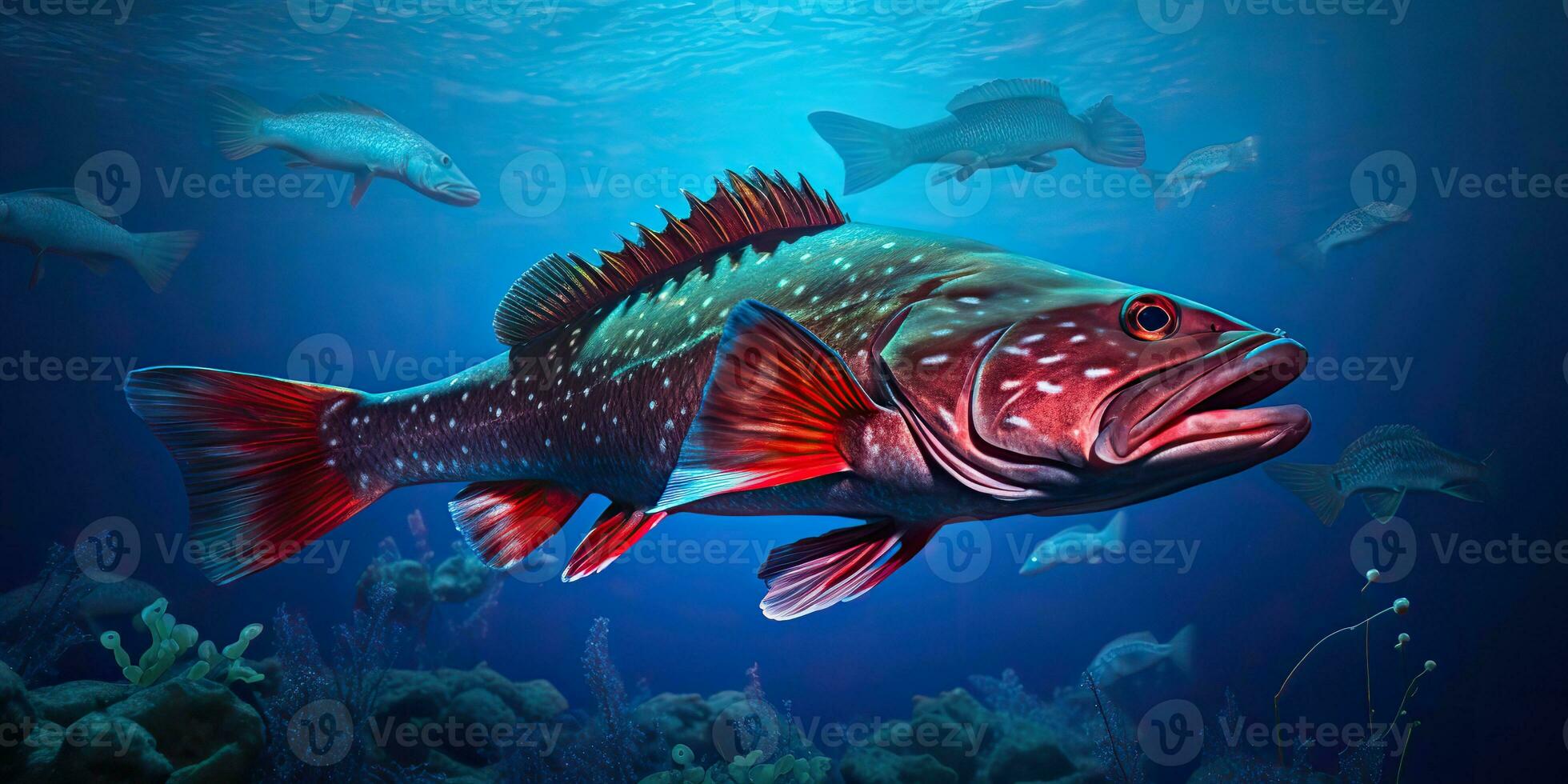 AI Generated. AI Generative. Realistic photo illustration of atlantic cod fish. Fishing underwater wild nautical world. Graphic Art