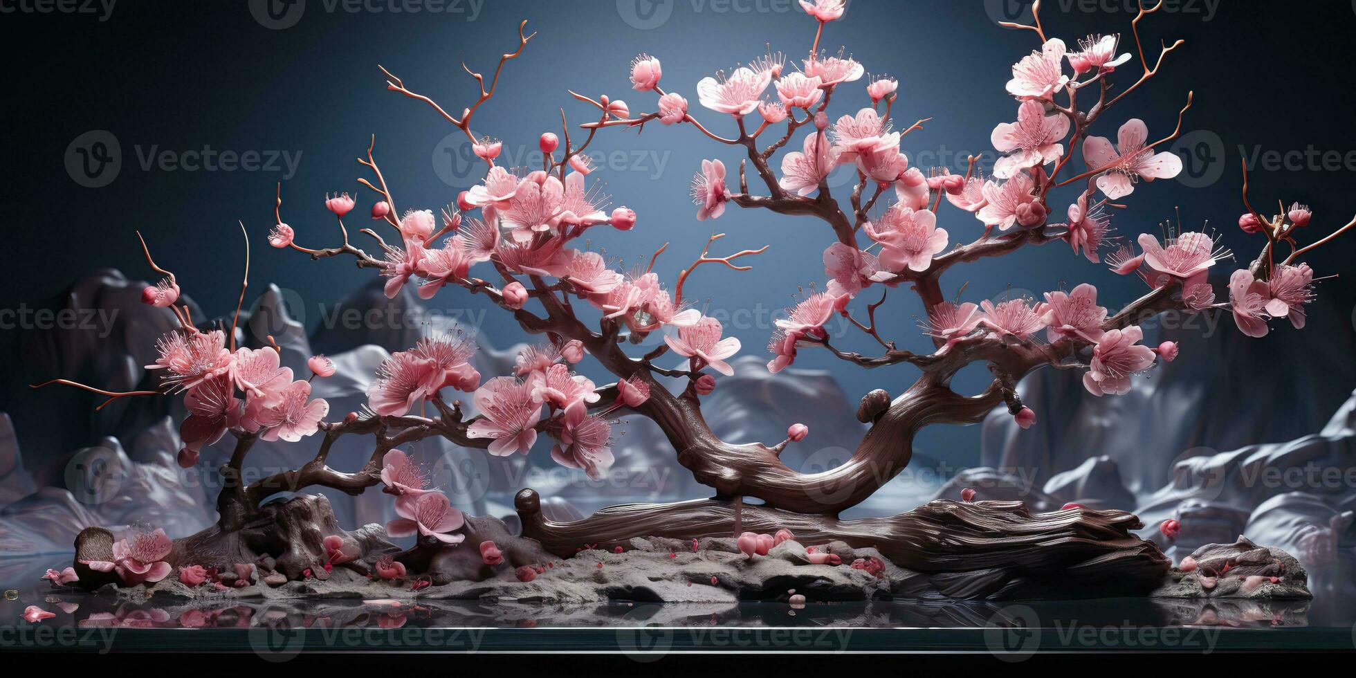 AI Generated. AI Generative. Asian Japanese flower plant sakura cherry blossom little tree decoration. Graphic Art photo