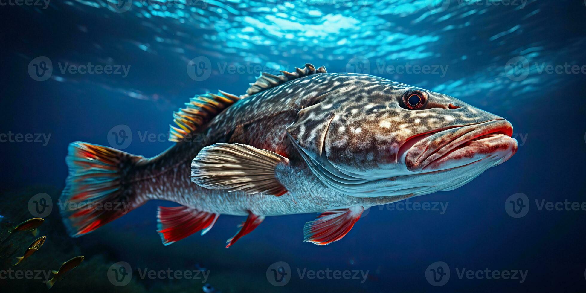 AI Generated. AI Generative. Realistic photo illustration of atlantic cod fish. Fishing underwater wild nautical world. Graphic Art