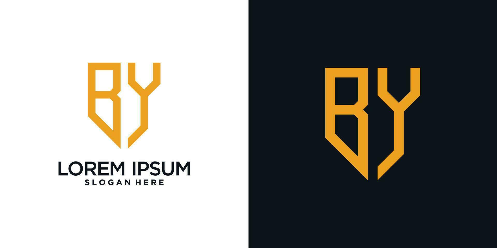 Monogram logo design initial letter b combined with shield element and creative concept vector