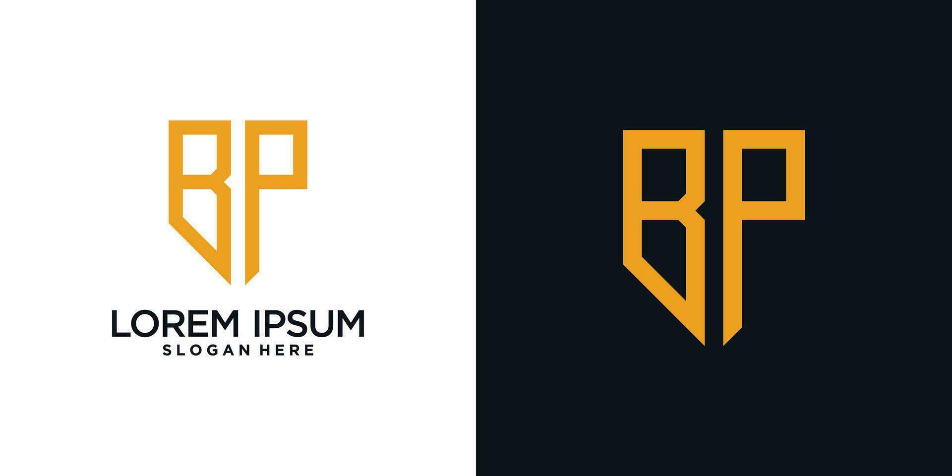 Monogram logo design initial letter b combined with shield element and creative concept vector
