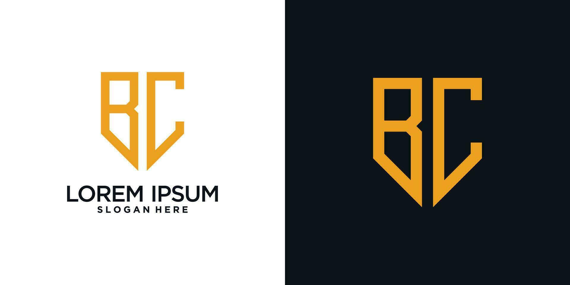 Monogram logo design initial letter b combined with shield element and creative concept vector