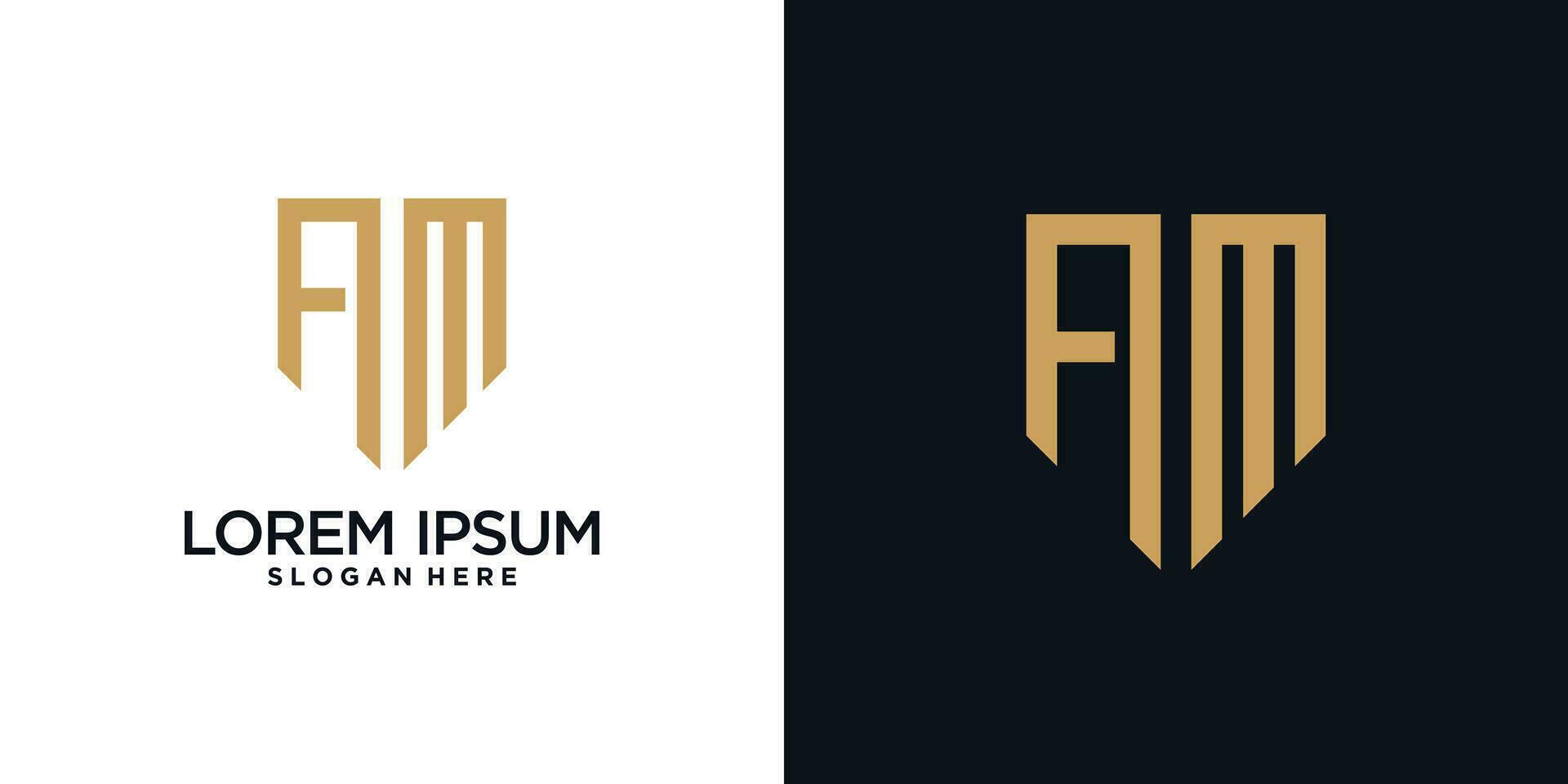 Monogram logo design initial letter a combined with shield element and creative concept vector