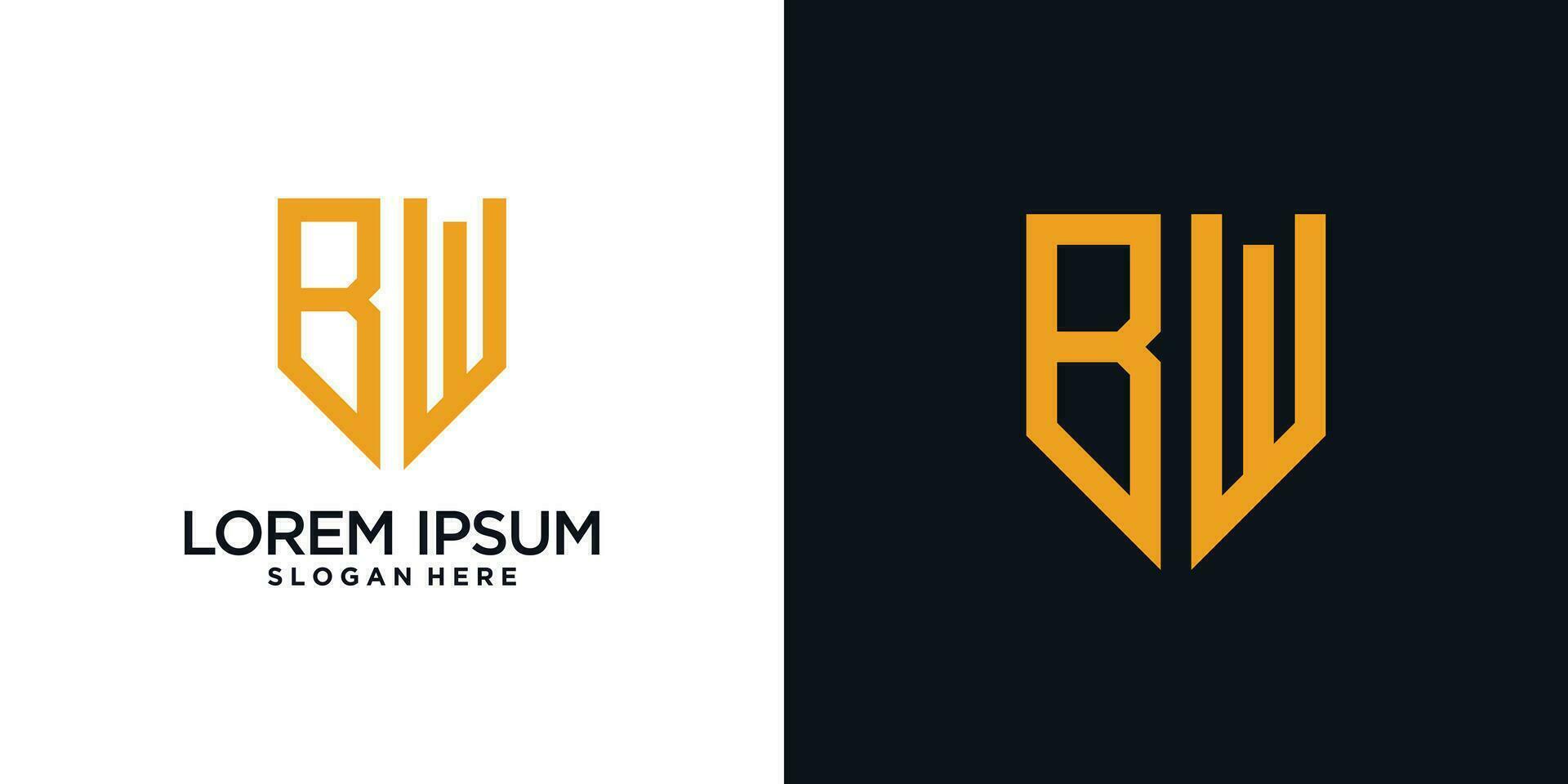 Monogram logo design initial letter b combined with shield element and creative concept vector