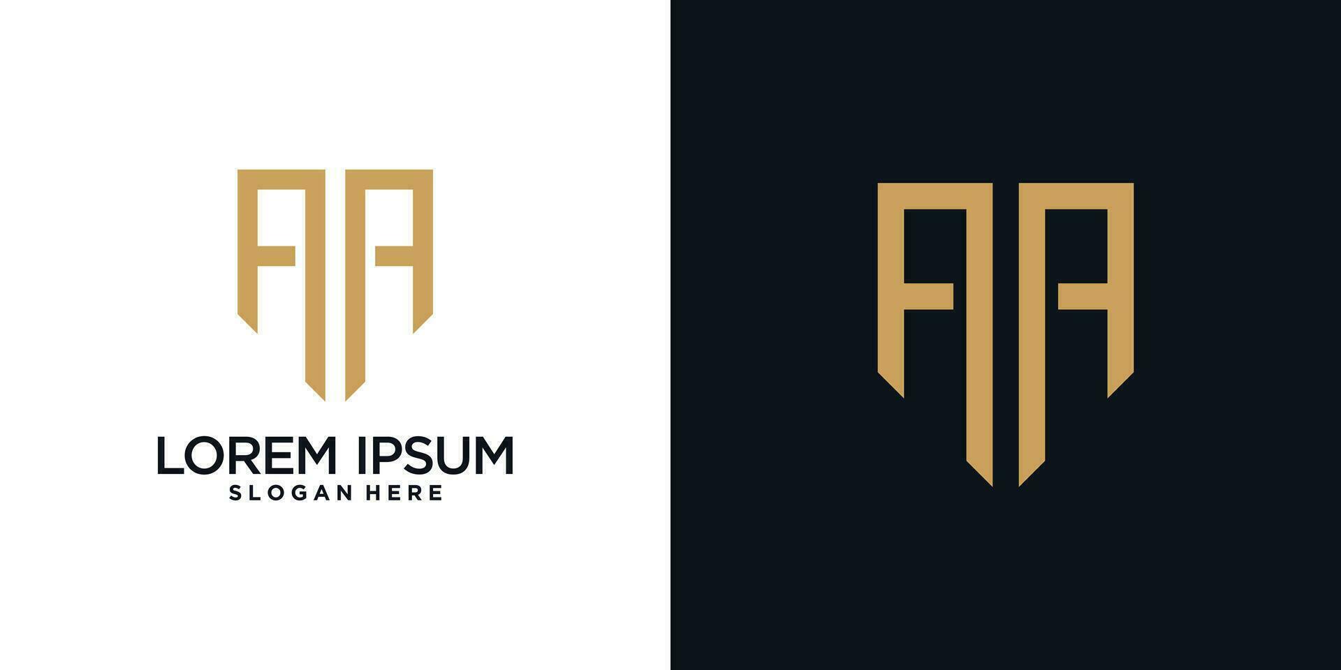 Monogram logo design initial letter a combined with shield element and creative concept vector