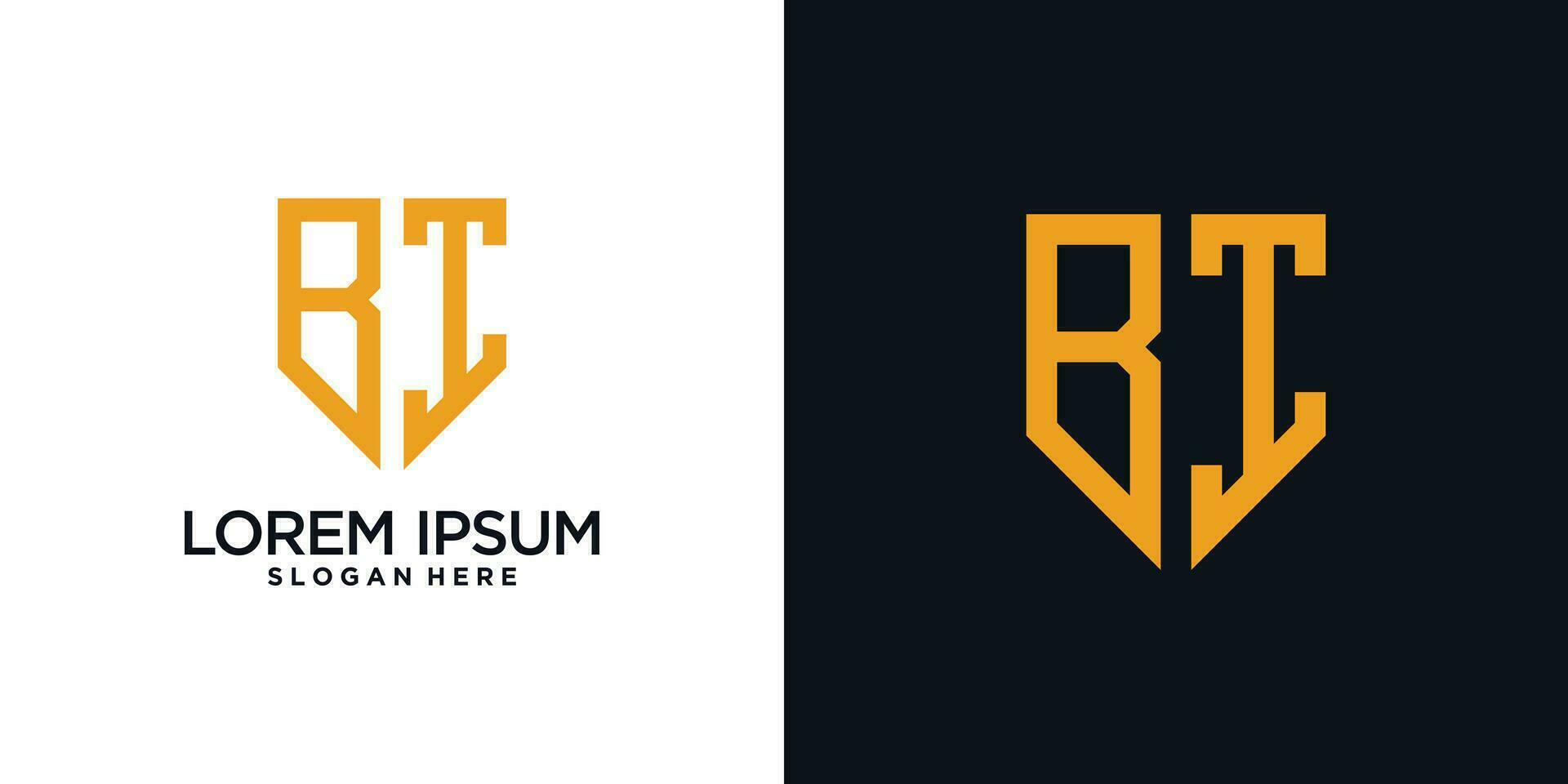 Monogram logo design initial letter b combined with shield element and creative concept vector