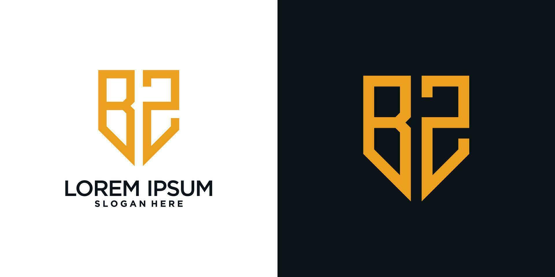 Monogram logo design initial letter b combined with shield element and creative concept vector