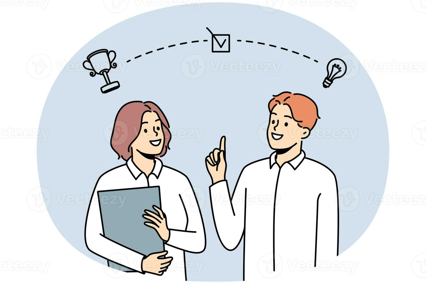 Smiling employee brainstorm for shared success photo