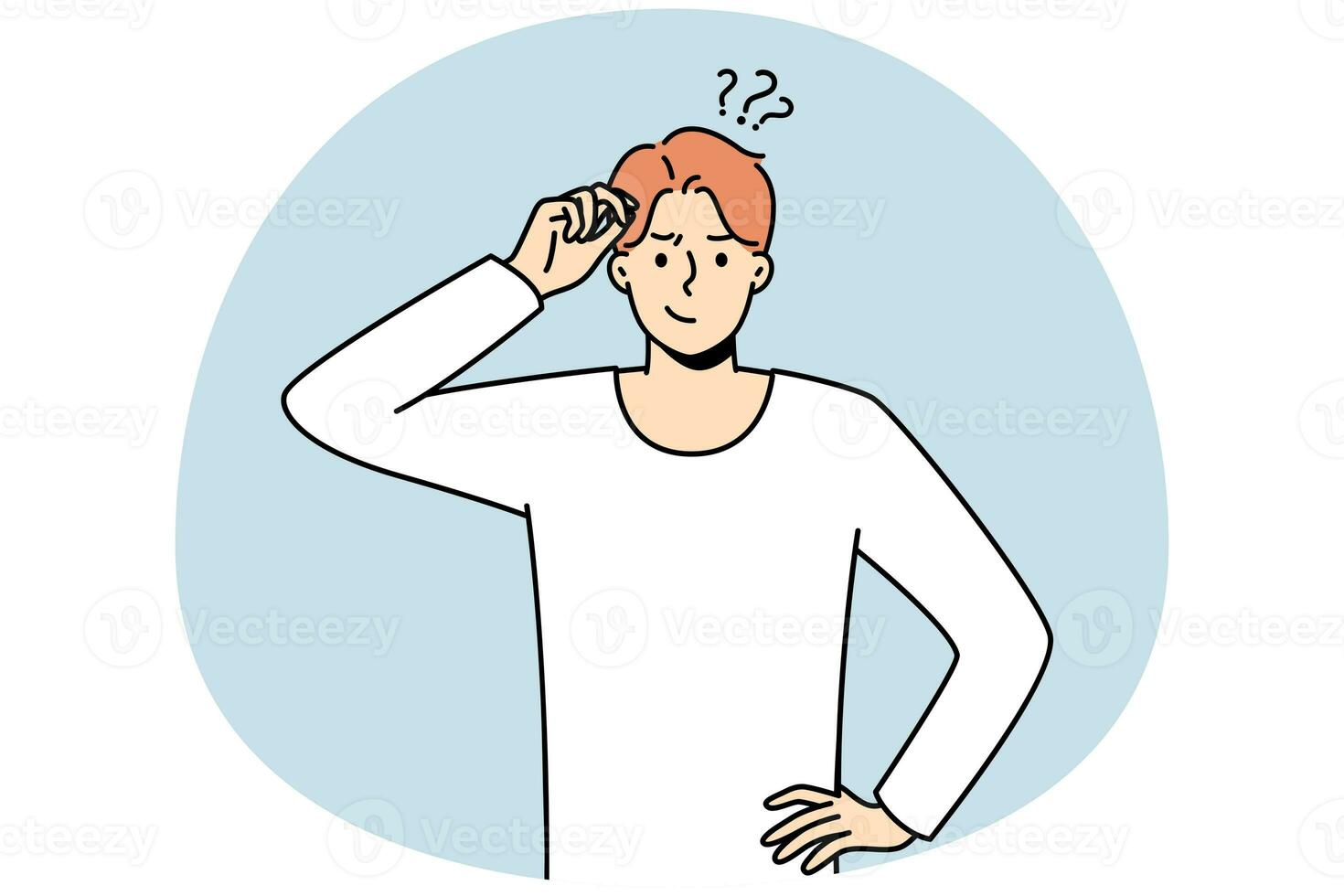 Confused man think look for solution photo