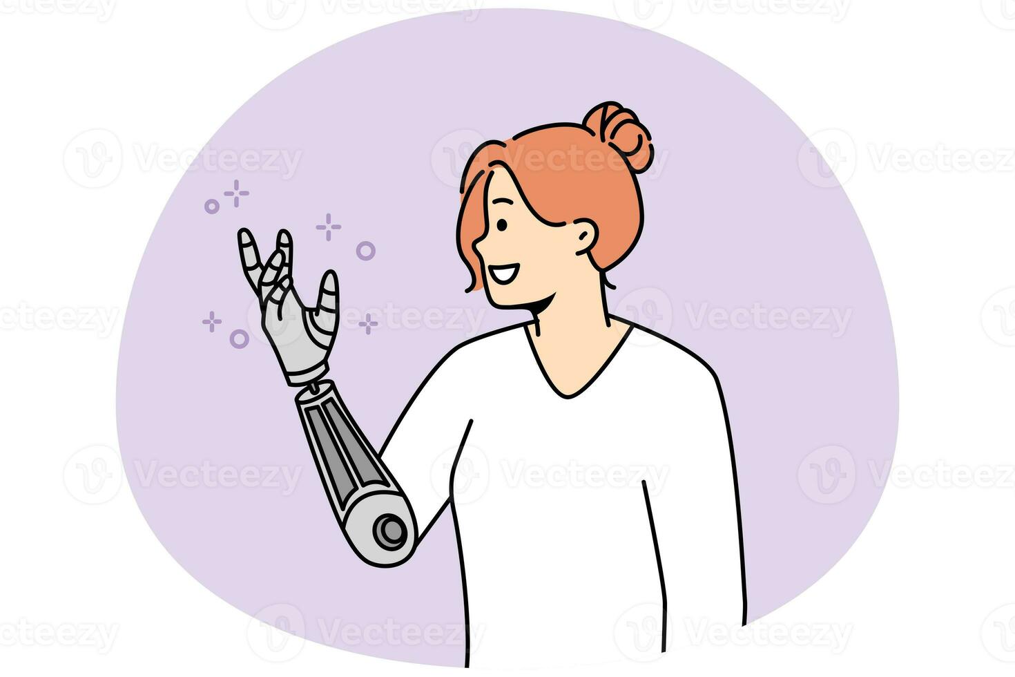 Smiling woman with bionic arm photo