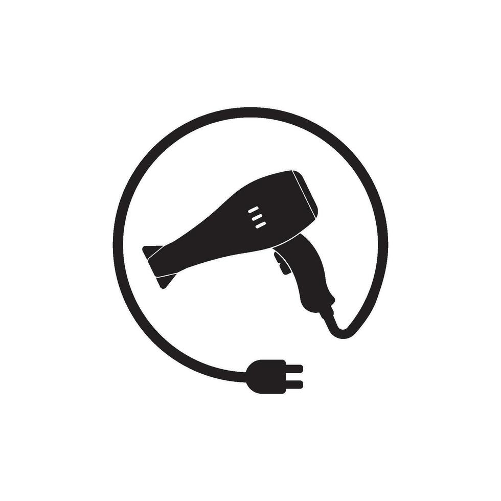 Hairdryer icon, hair dryer black vector icon isolated