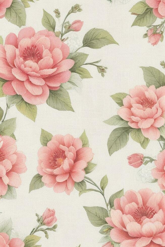 Watercolor floral seamless background AI Generated photo