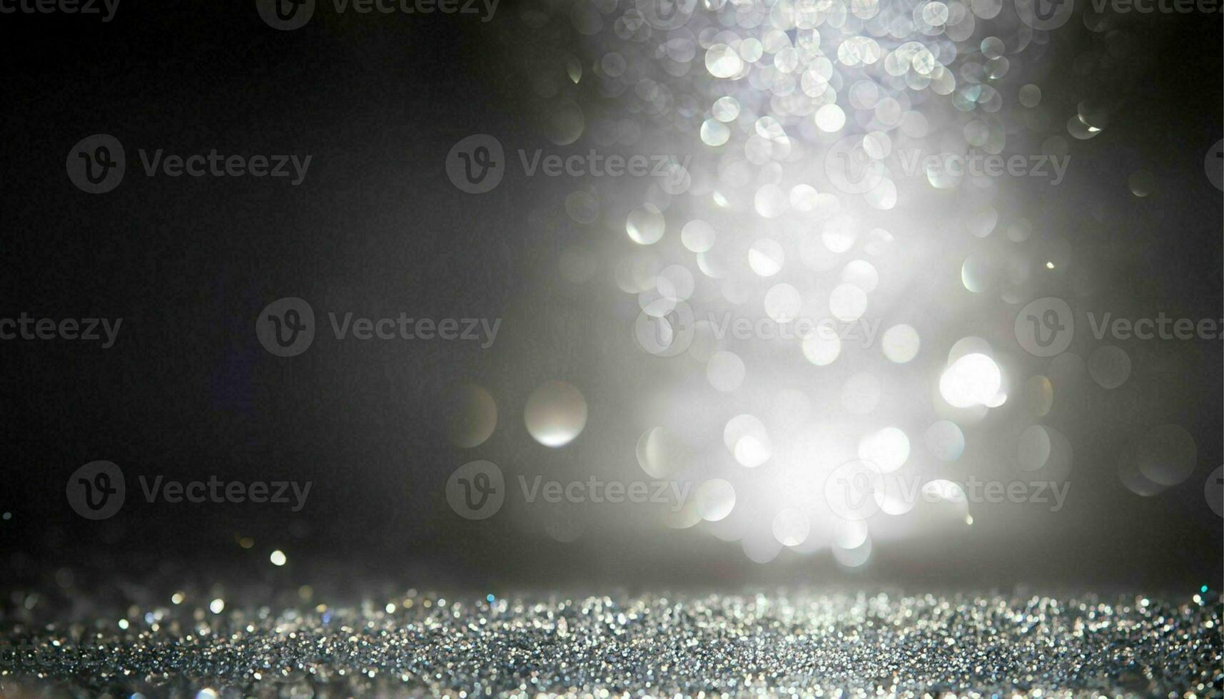 AI Generated, background of abstract glitter lights. silver, black and white. photo