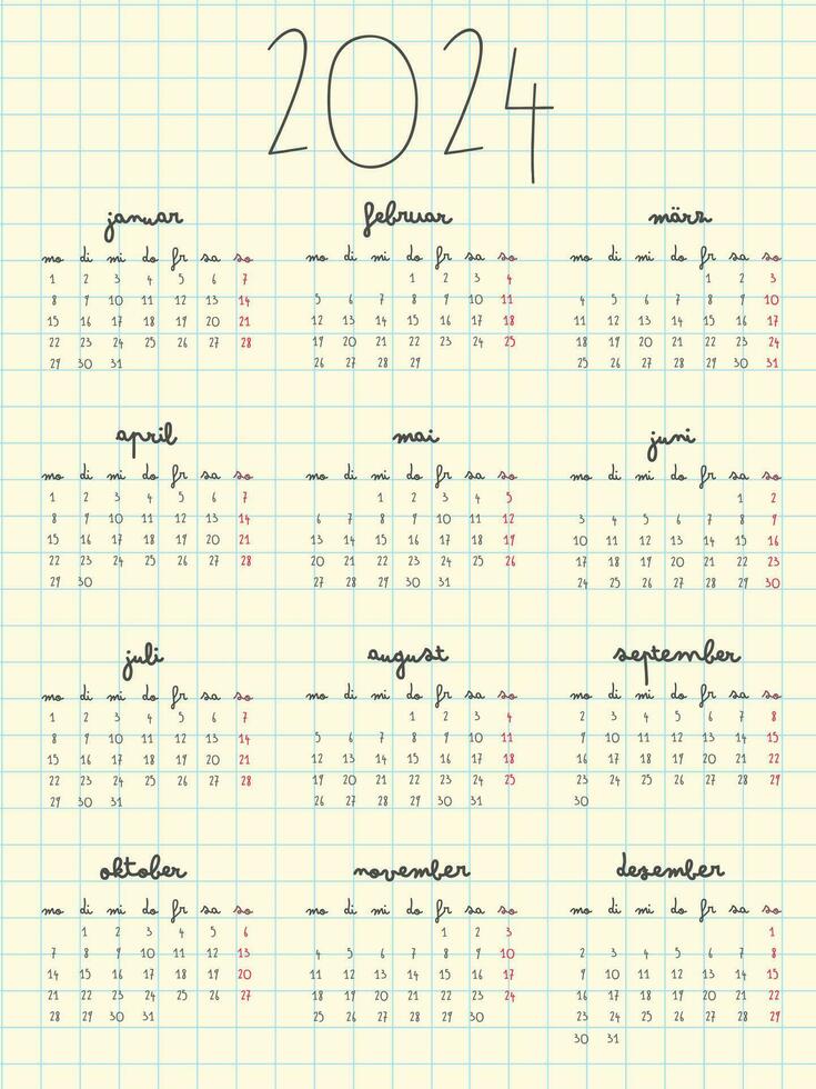 2023 calendar vector design template, simple and clean design. Calendar in German. The week starts on Monday.