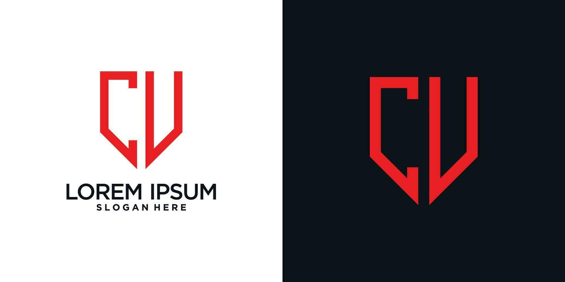 Monogram logo design initial letter c combined with shield element and creative concept vector
