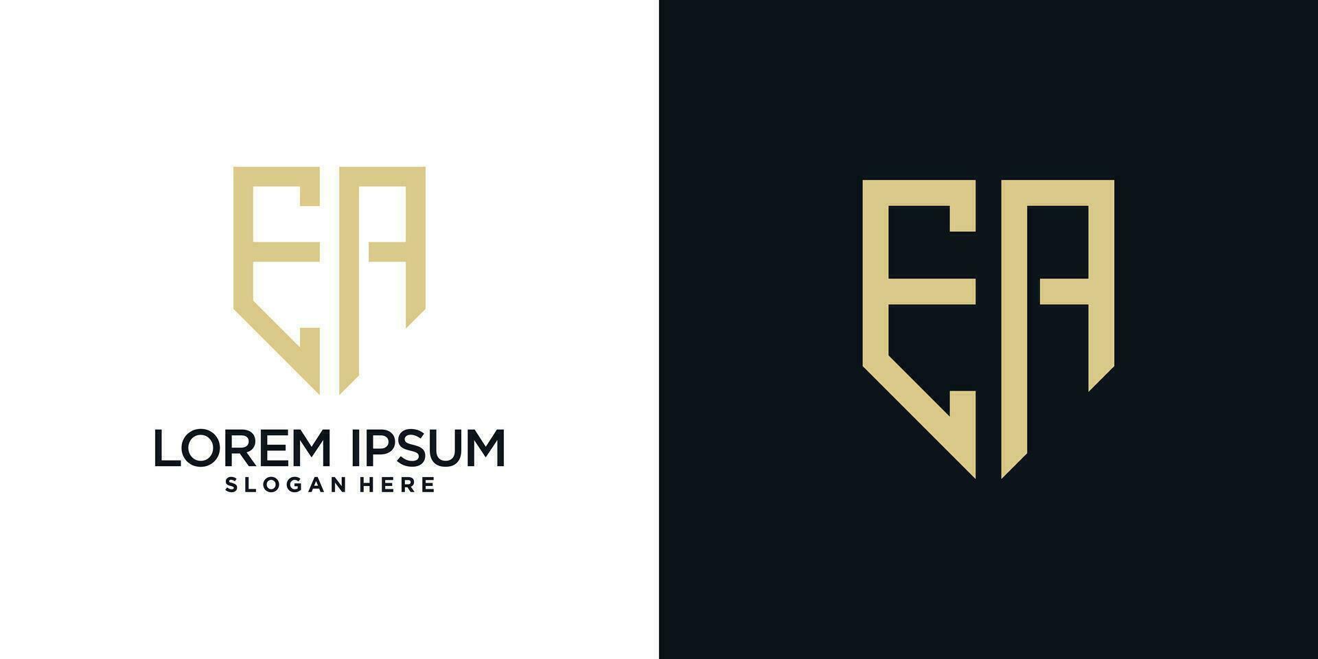 Monogram logo design initial letter e combined with shield element and creative concept vector