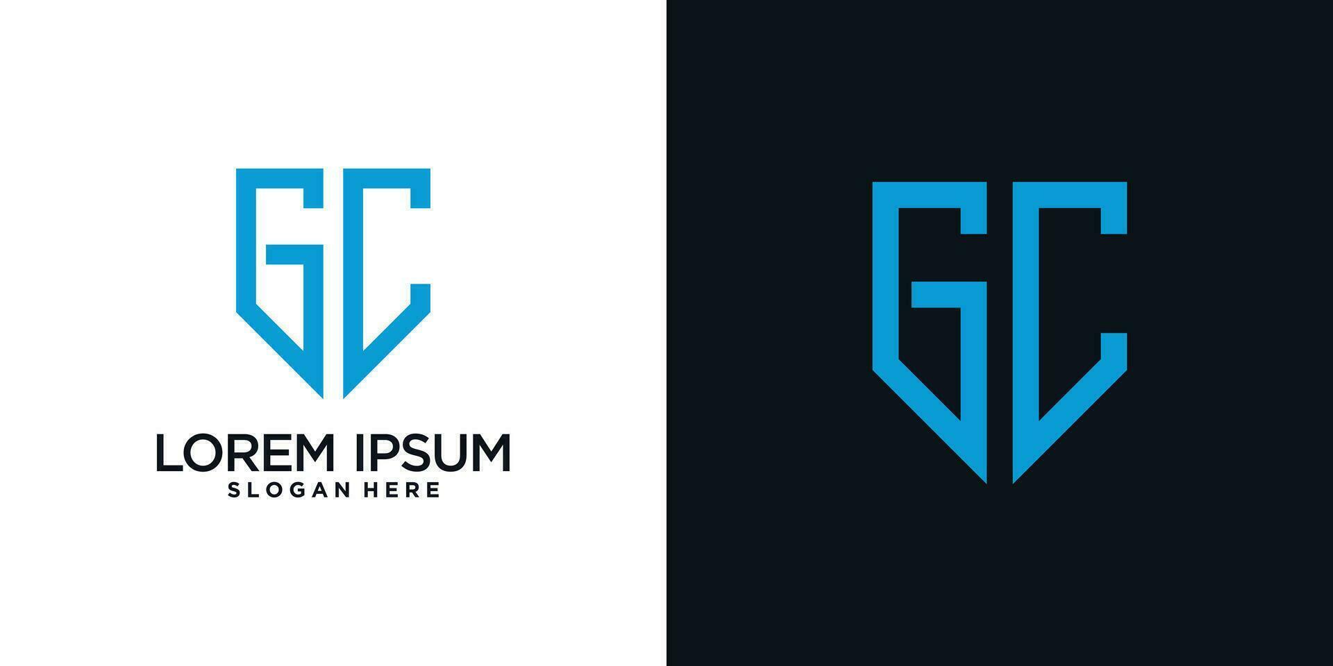 Monogram logo design initial letter g combined with shield element and creative concept vector