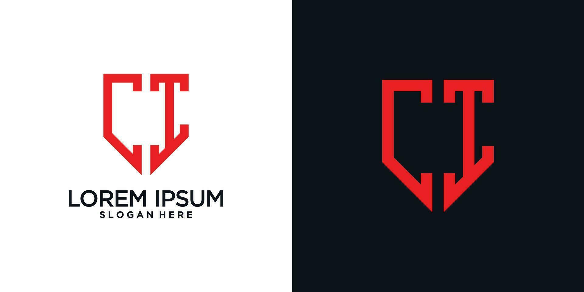 Monogram logo design initial letter c combined with shield element and creative concept vector